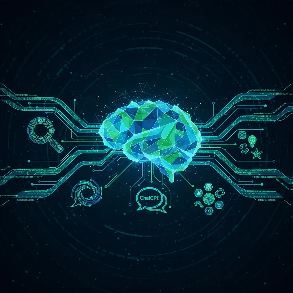 Ilustração abstrata mostrando a plataforma BlogAI conectando SEO, GEO e AEO com inteligência artificial para gerar tráfego orgânico.