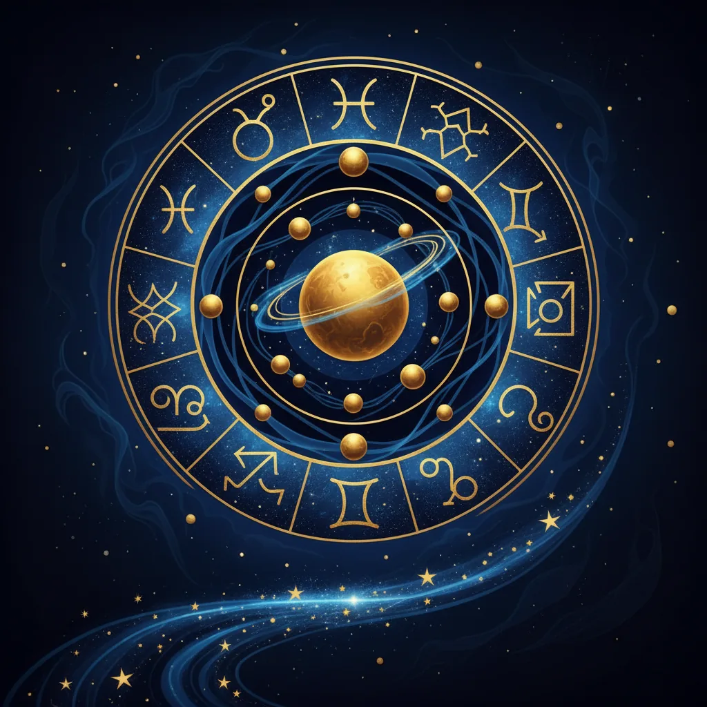O que é Astrologia: um guia completo com a roda do zodíaco e os planetas em destaque.