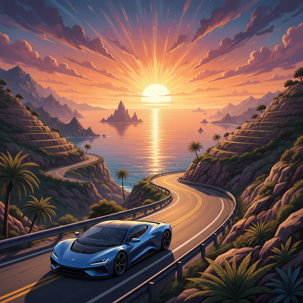 Carro em um roteiro de viagem internacional, ilustrando os novos guias digitais da EHTL para roteiros de carro em 2026.