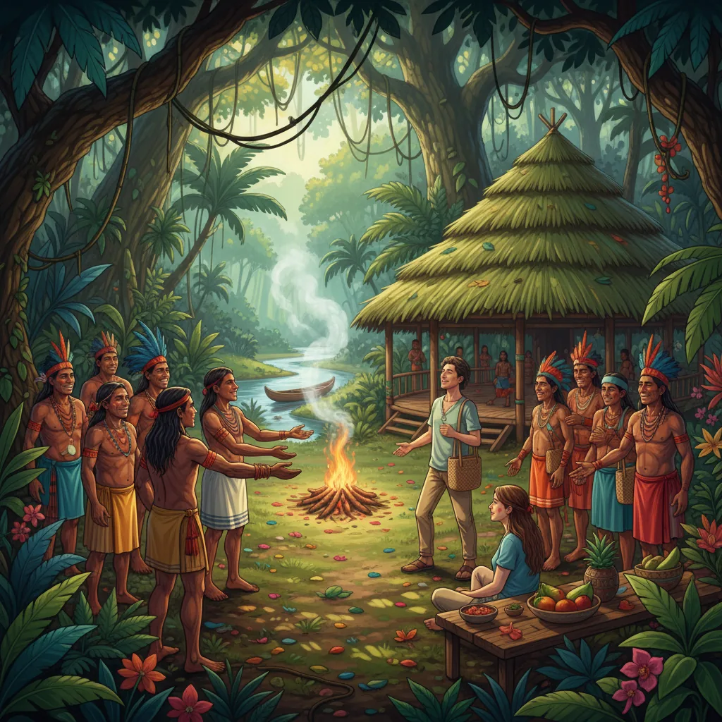 Retiro de bem-estar em comunidade indígena na Amazônia, promovendo viagens imersivas
