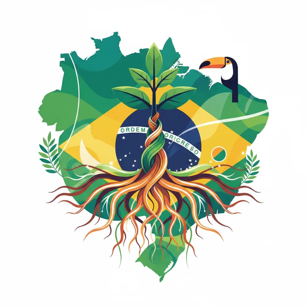 Ilustração de uma planta crescendo com raízes firmes, simbolizando o crescimento do tráfego orgânico para empresas brasileiras.