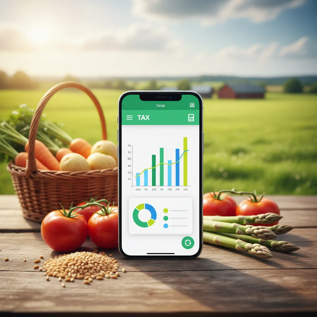 Celular exibindo o aplicativo Nota Fiscal Fácil em uma mesa de madeira, com cenário rural ao fundo.