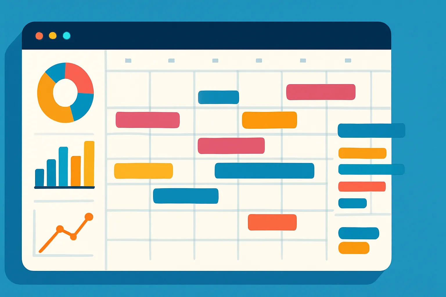 Calendário editorial para empresa organizado em tela digital
