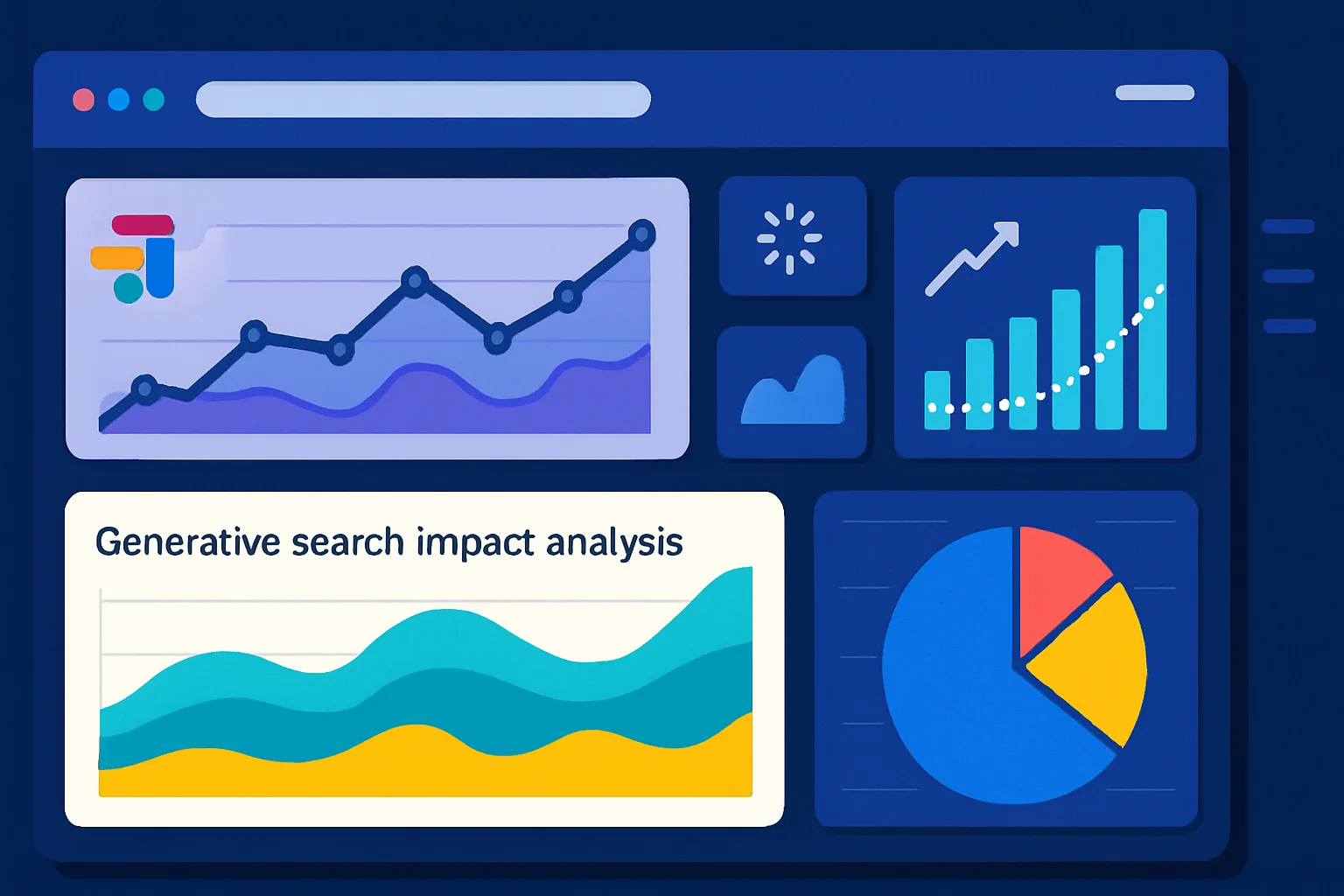 Painel do Google Search Console exibindo análise de impacto da busca generativa no tráfego de PME