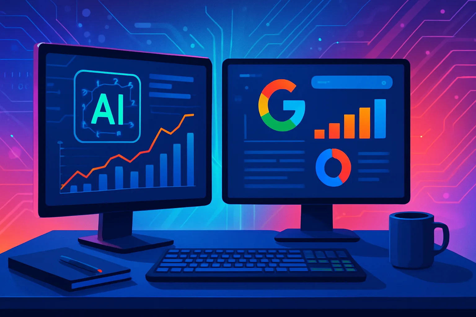 Impressões de pesquisa IA no Google Now exibidas em relatórios digitais para SEO