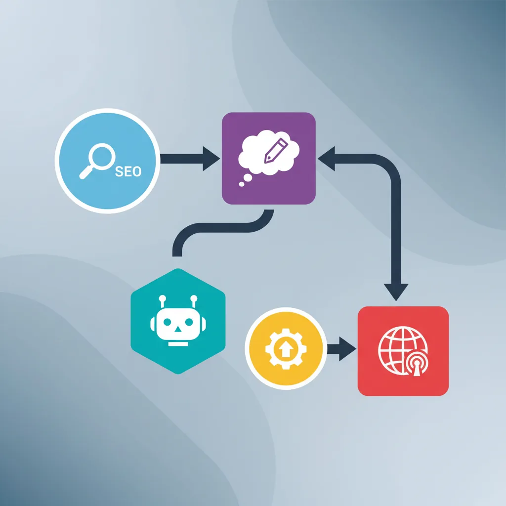 Fluxograma organizado de um framework de SEO e conteúdo para pequenas e médias empresas