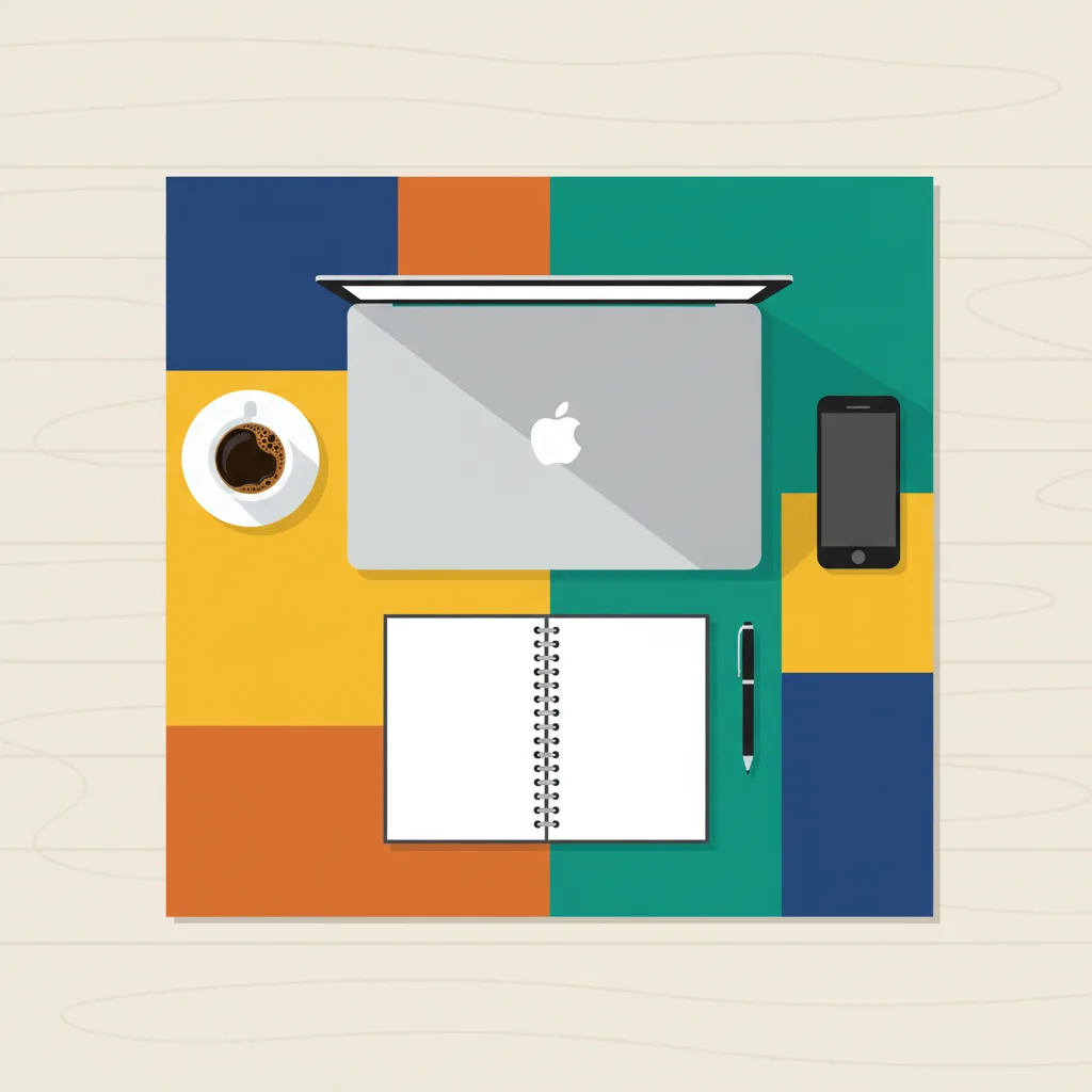 Mesa de trabalho com notebook, smartphone e café, ilustrando as possibilidades de renda extra online em 2026.