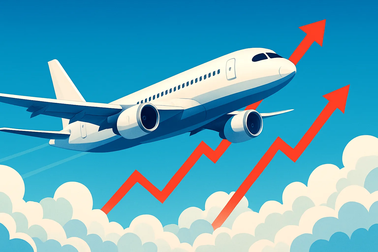 Ilustração de avião simbolizando cashout no Aviator com gráfico de lucro crescente