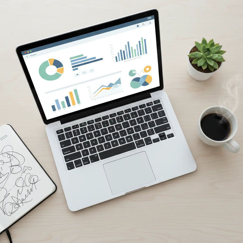 Mesa de trabalho com laptop mostrando um perfil freelancer campeão em uma plataforma como Workana ou 99Freelas.