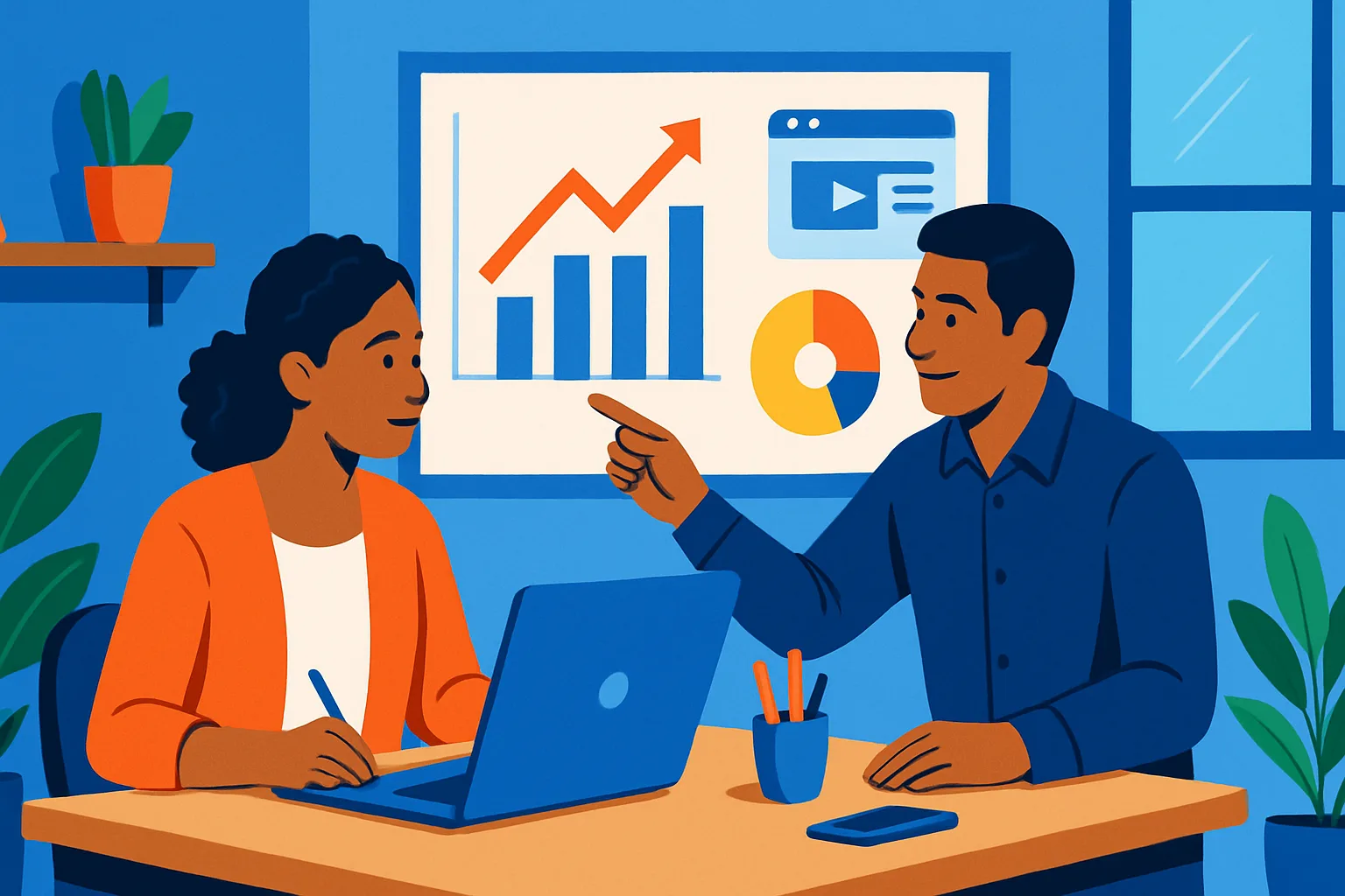 Ilustração profissional para escrever para donos de PMEs e profissionais de marketing