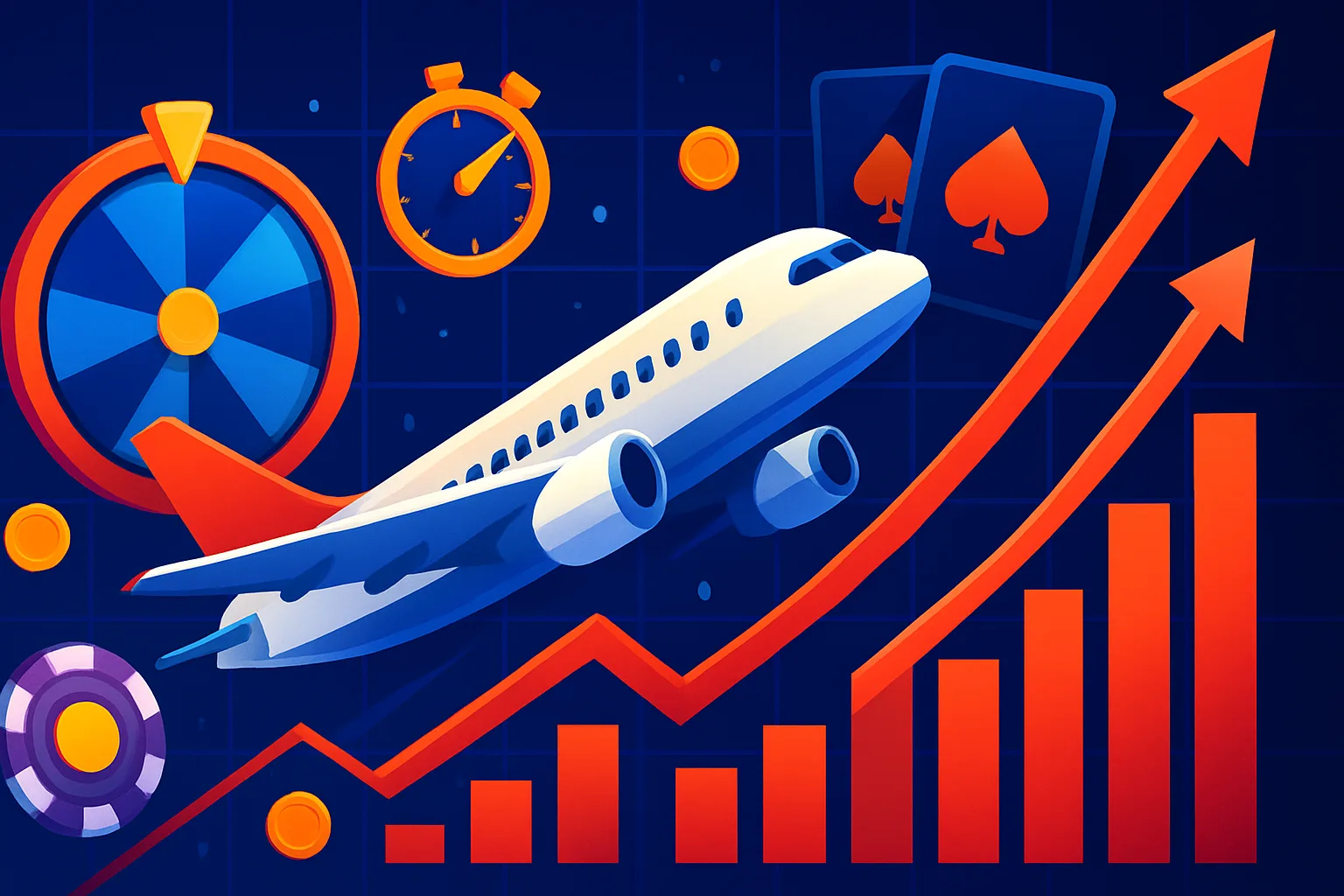 Gráfico de multiplicadores e avião no Aviator online com elementos de estratégia