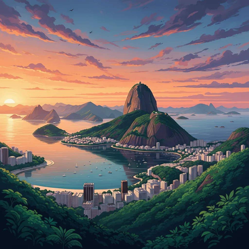 Vista panorâmica do Pão de Açúcar e Morro da Urca sem tirolesa, simbolizando a preservação do local