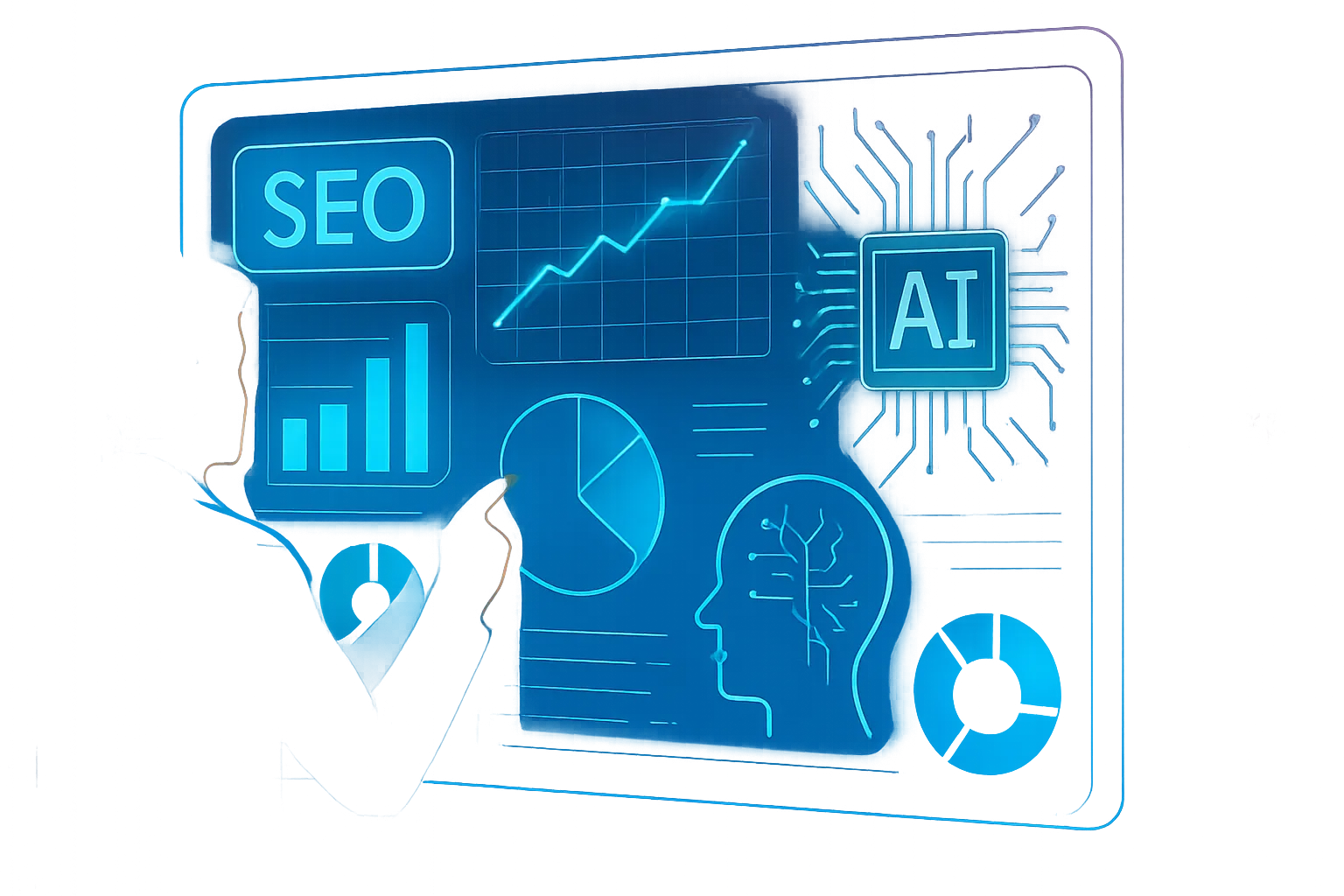 Dashboard digital representando sinais de SEO acionáveis e atualizacoes do Google em 2026