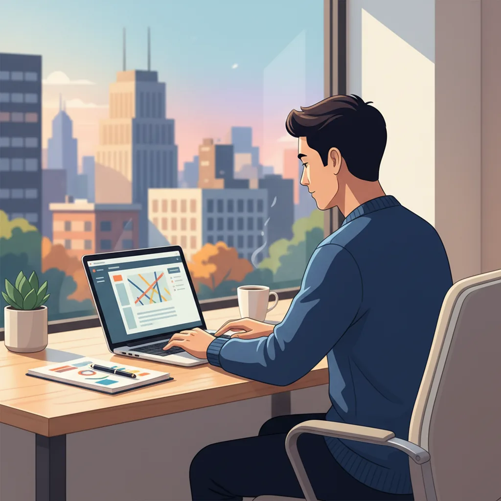 Pessoa trabalhando como assistente virtual em casa com notebook aberto