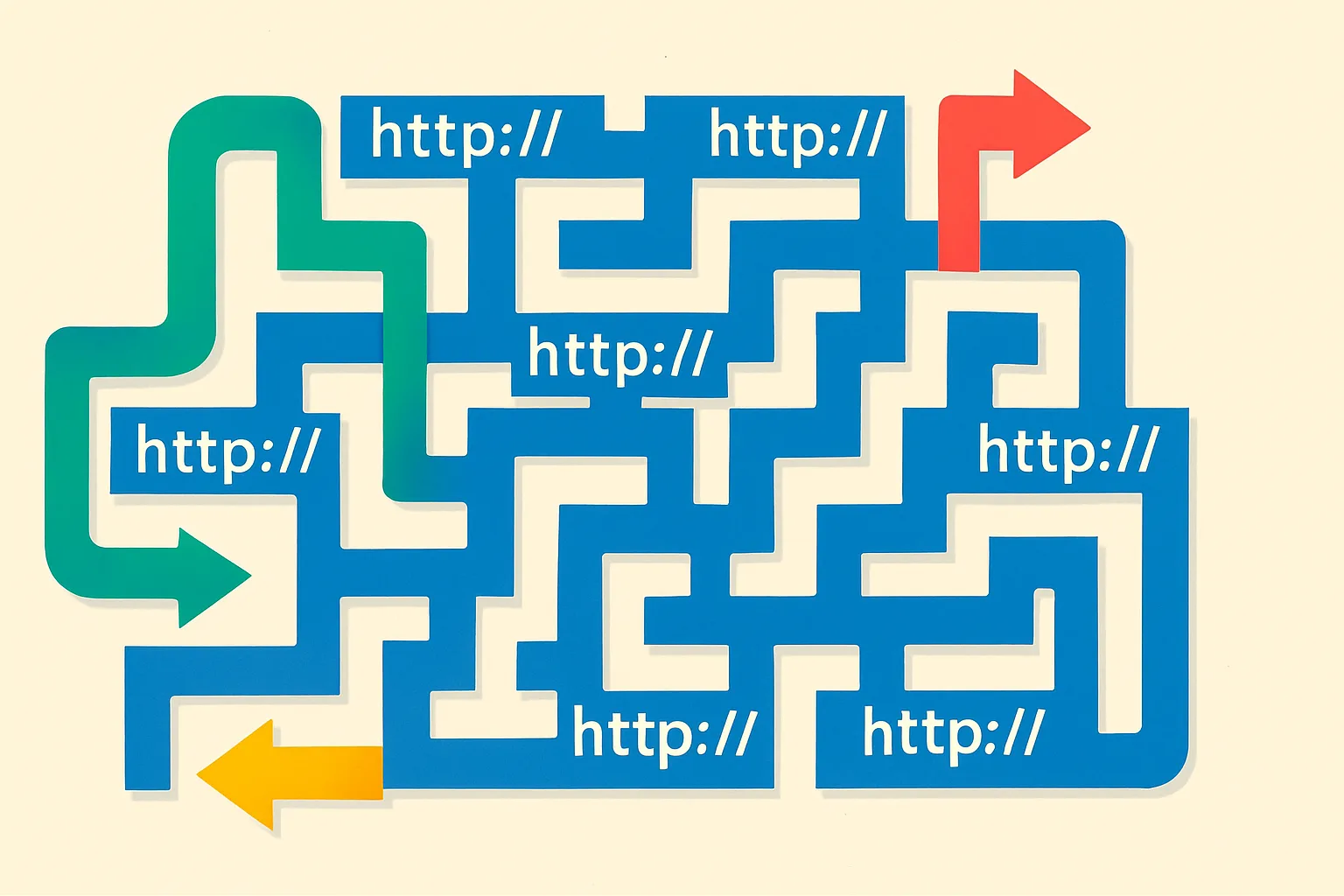 Labirinto digital representando os erros comuns em SEO em 2026