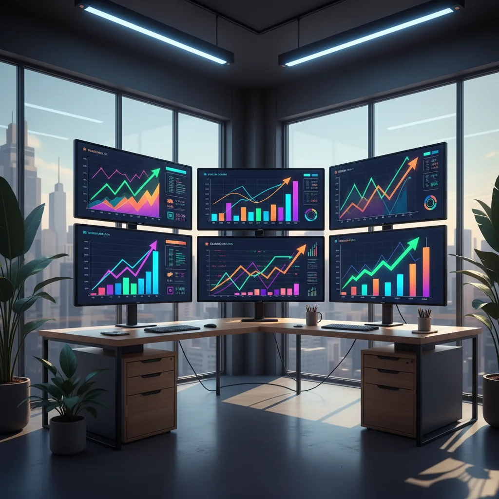 Dashboard de análise financeira mostrando crescimento gráfico de tráfego orgânico em 2026.