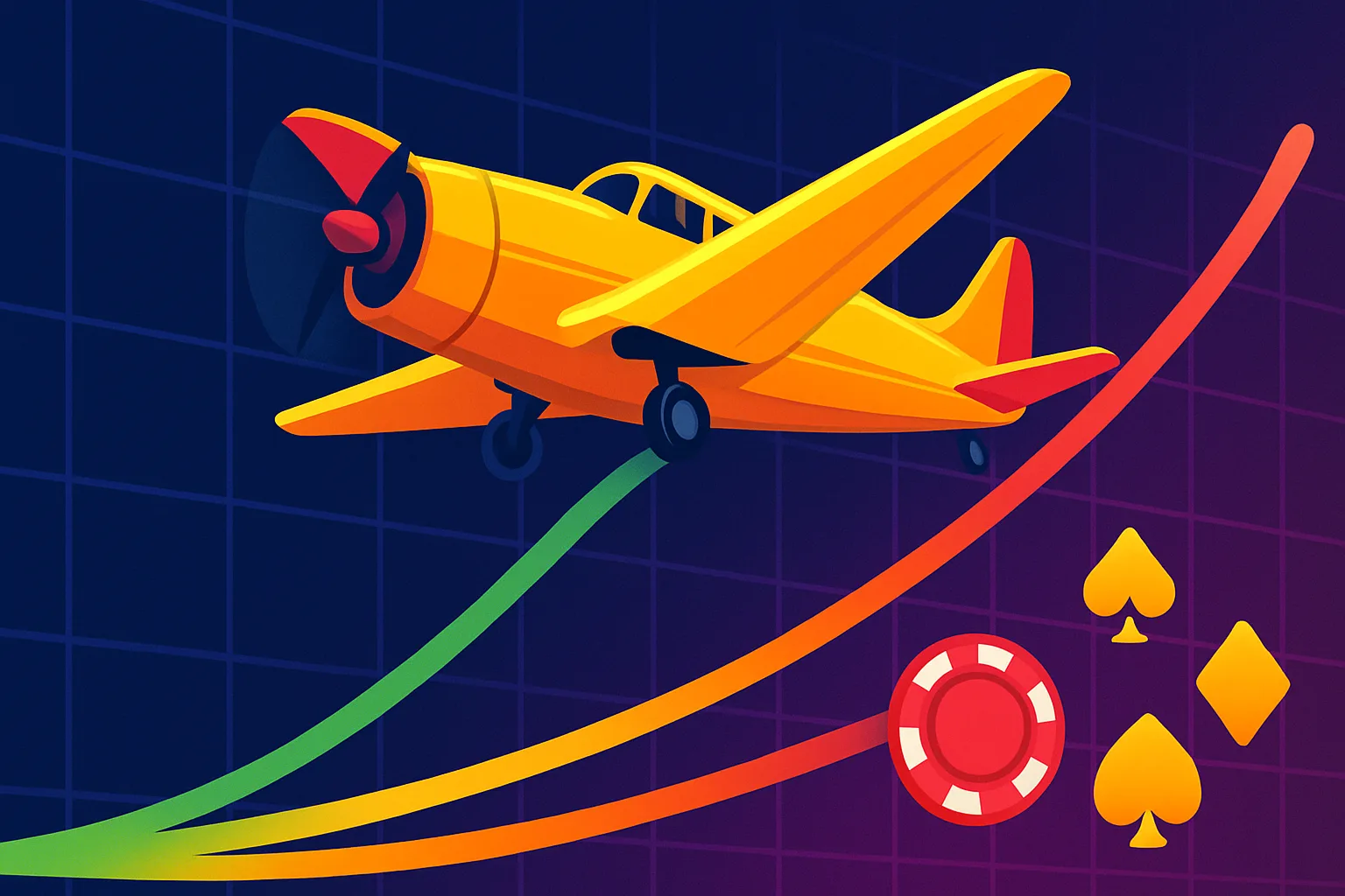 Representação de Aviator com avião digital voando sobre multiplicadores em ambiente de jogo online