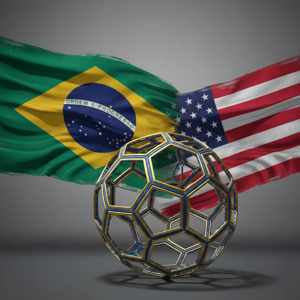 Análise do pedido de Lula a Trump sobre o visto dos jogadores para a Copa do Mundo de 2026, com bandeiras do Brasil e EUA ao fundo.