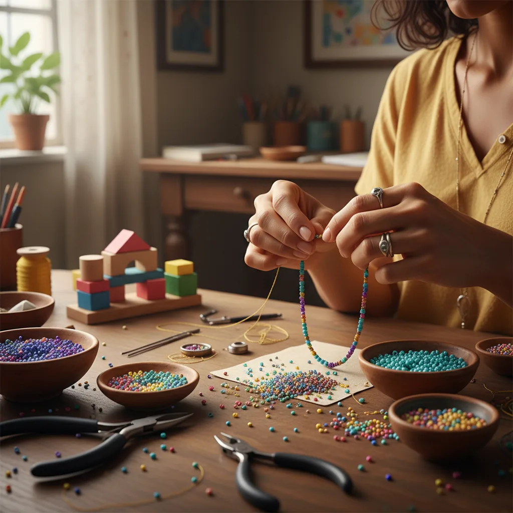 Mãos de mulher brasileira criando artesanato para renda extra na Elo7