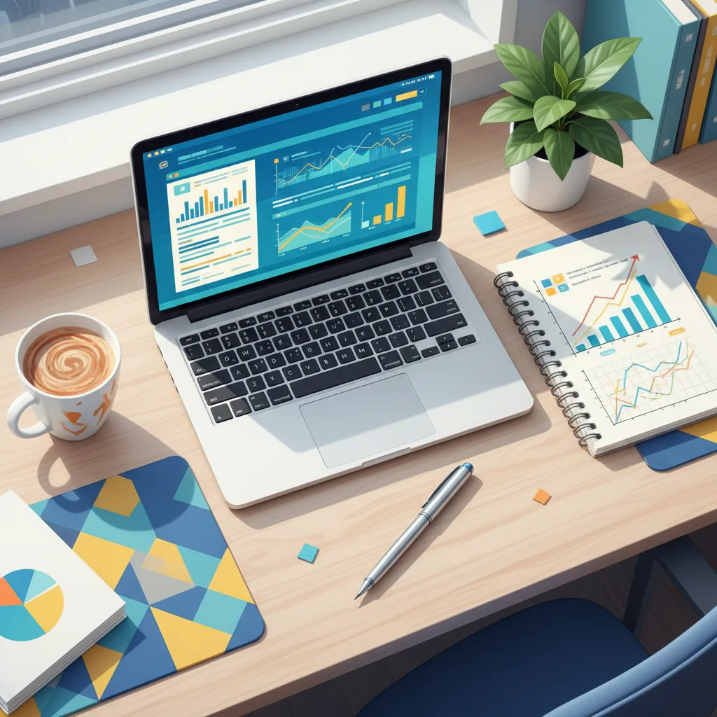 Mesa de escritório com notebook, mostrando um guia de como ganhar dinheiro como freelancer em 2026.