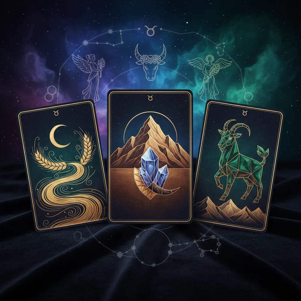 Uma tiragem de Tarô para 2026 mostrando o grande aprendizado para os signos, com cartas sobre uma mesa.