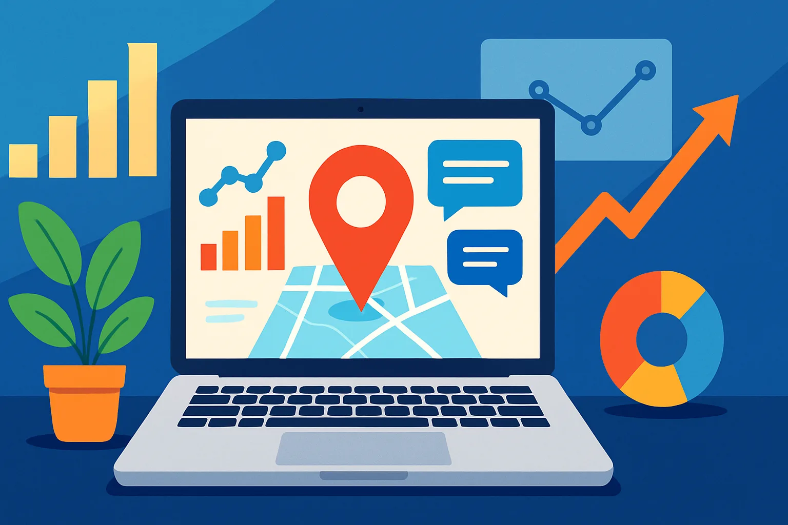 Ilustração de otimização de site localmente com AEO para PMEs