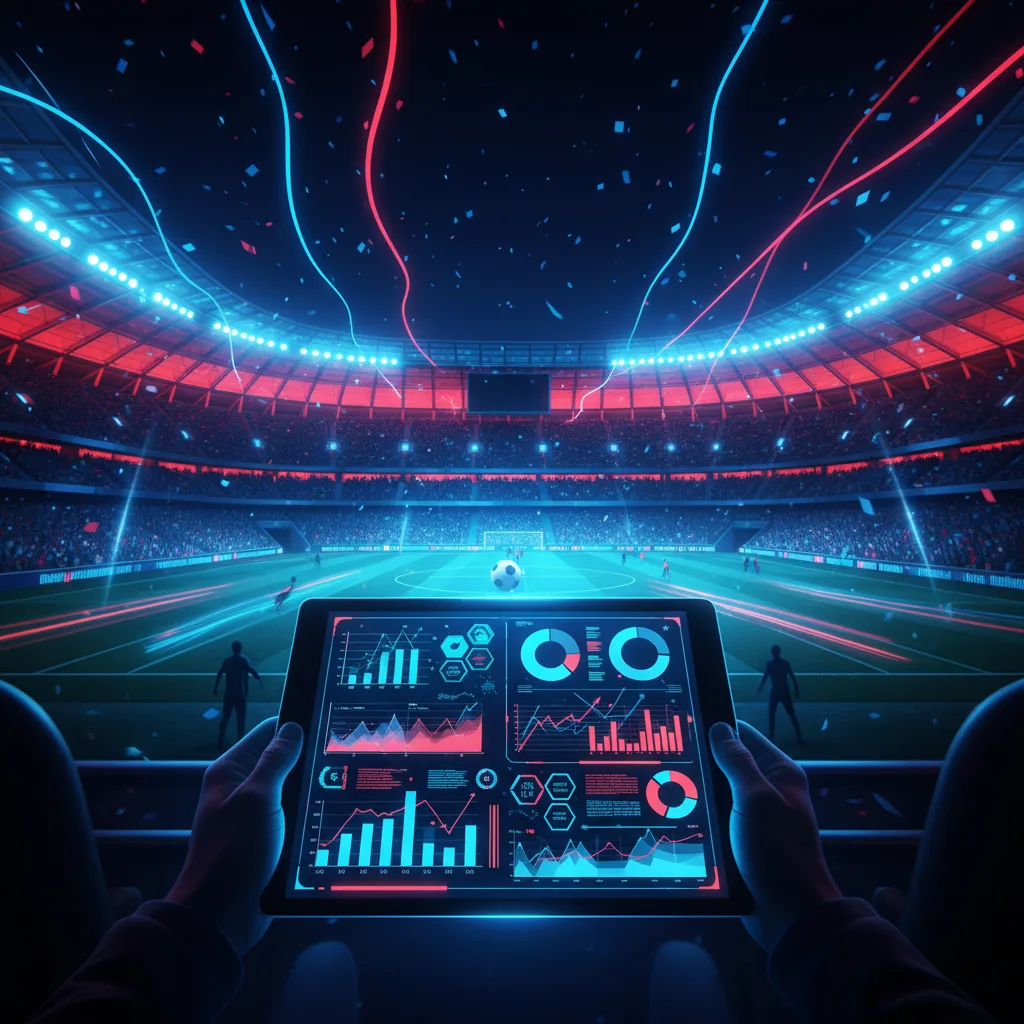 Infográfico estilizado mostrando os escudos de Atlético de Madrid e Barcelona sobre um campo de futebol digital com gráficos de estatísticas.