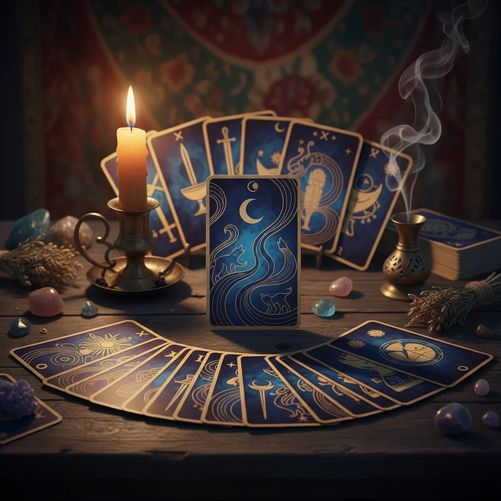 Mesa com cartas de tarô espalhadas, ilustrando a previsão do tarot semanal de 25 a 31 de maio de 2026.
