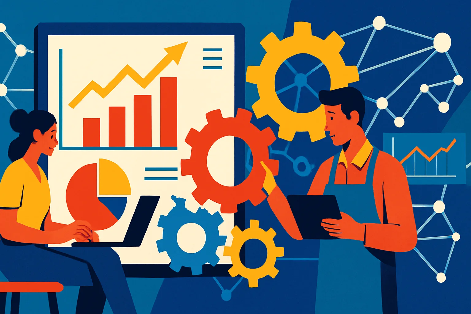Ilustração profissional sobre estratégias de conteúdo para PMEs e marketing digital