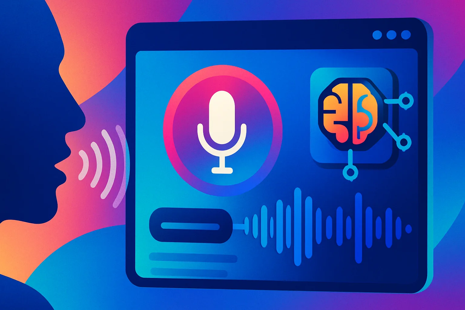 Ilustração da tecnologia de voz no Google Gemini para otimização SEO em 2026