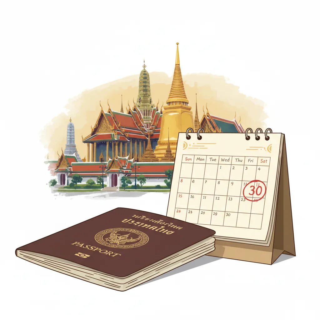 Passaporte com carimbo da imigração da Tailândia, ilustrando a nova regra do visto Tailândia de 30 dias em 2026.