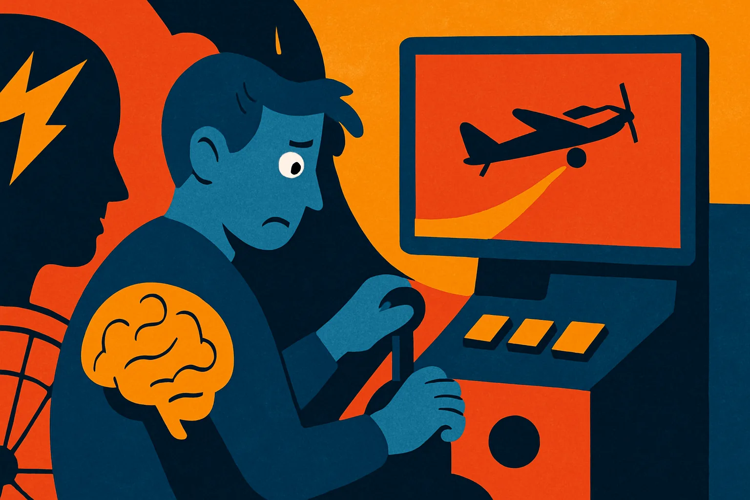 Ilustração representando psicologia no Aviator com impulsividade, tilt e ansiedade