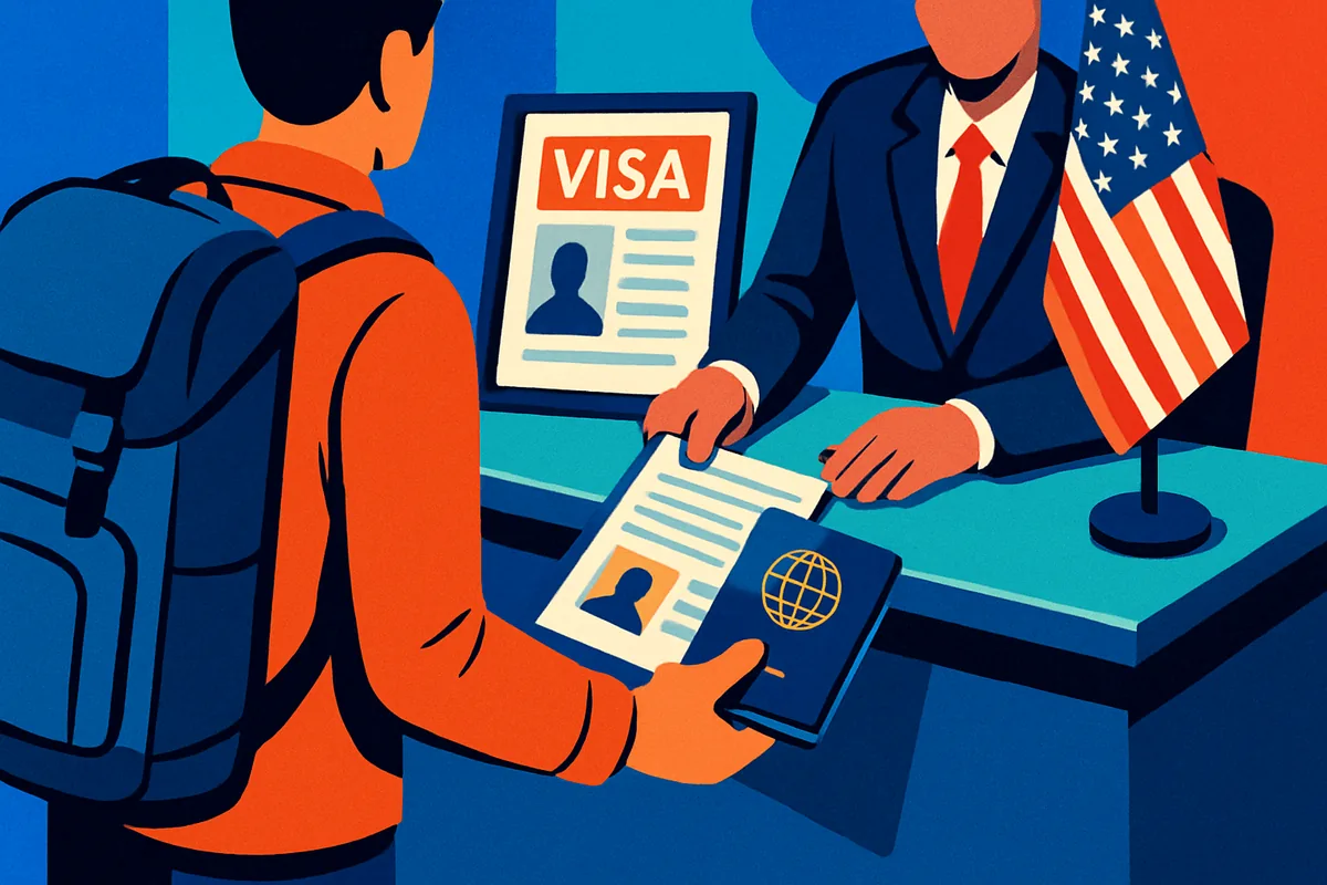 Taxa para acelerar visto americano, ilustracao de processo de visto acelerado