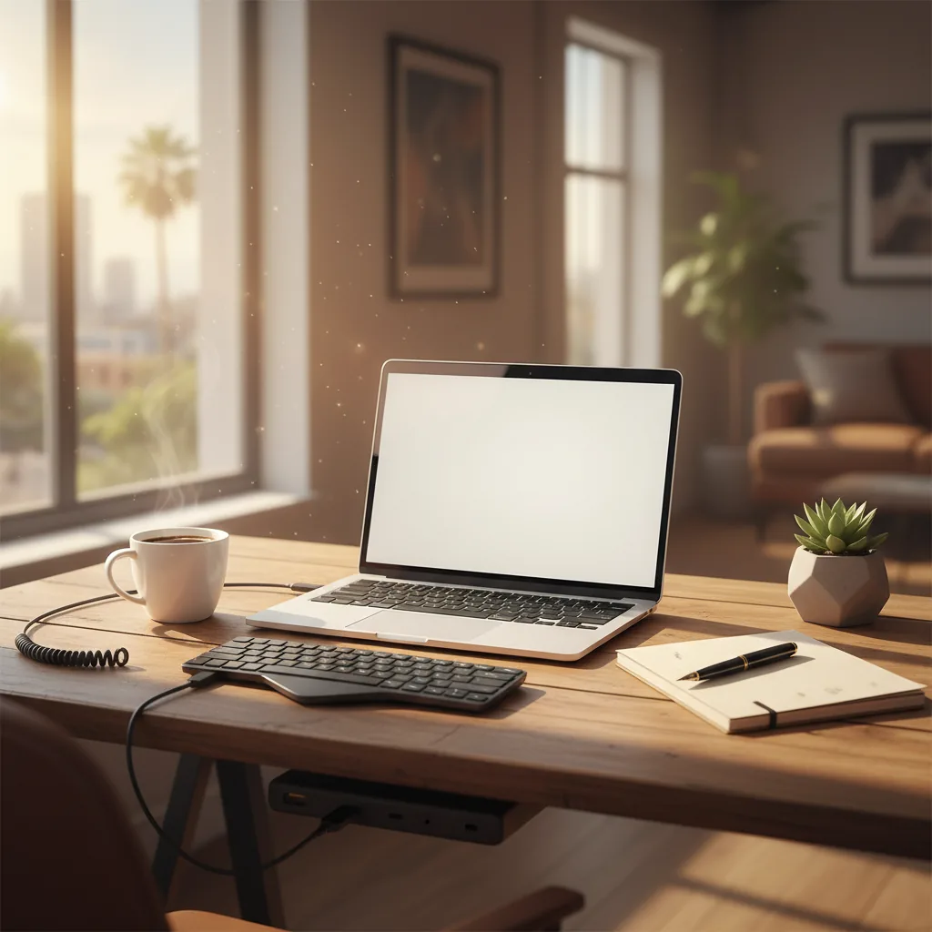 Pessoa trabalhando no notebook em ambiente home office moderno representando como ser freelancer iniciante em 2026