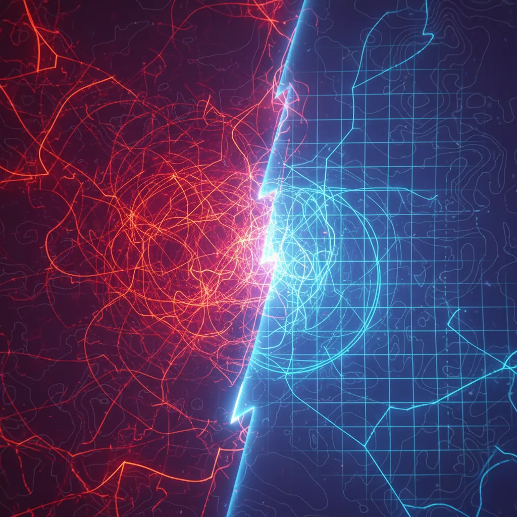 Mapa digital ilustrando a fronteira entre SEO agressivo e SEO ético para empresas brasileiras em 2026.