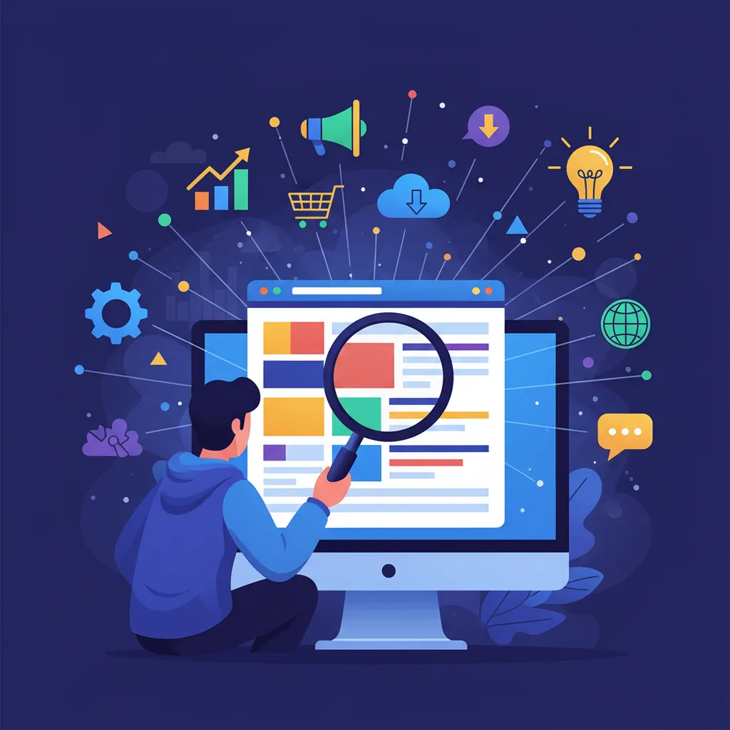 Pessoa otimizando um site com ferramentas de SEO em um computador.