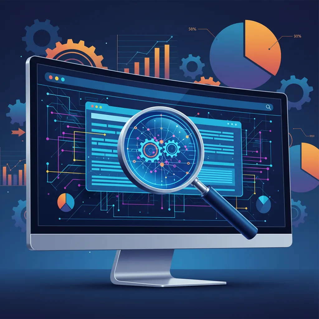 Checklist de SEO para PMEs com um especialista analisando gráficos de desempenho em um computador.