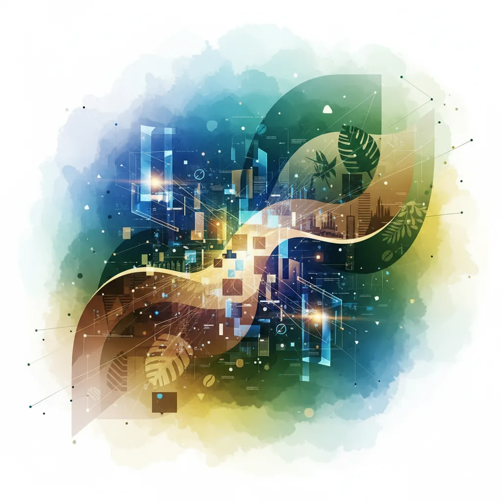 Representação digital abstrata de IAs interagindo com dados de empresas brasileiras