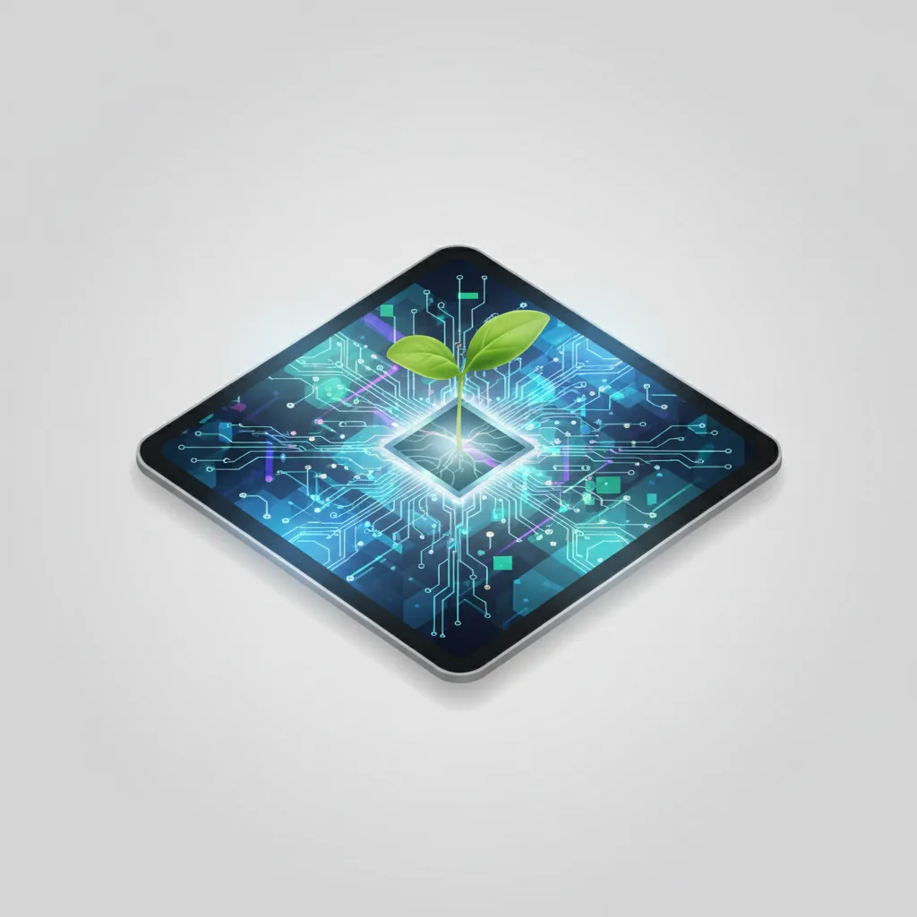 Planta crescendo em uma tela digital, simbolizando o guia prático de tráfego orgânico para empresas em 2026.