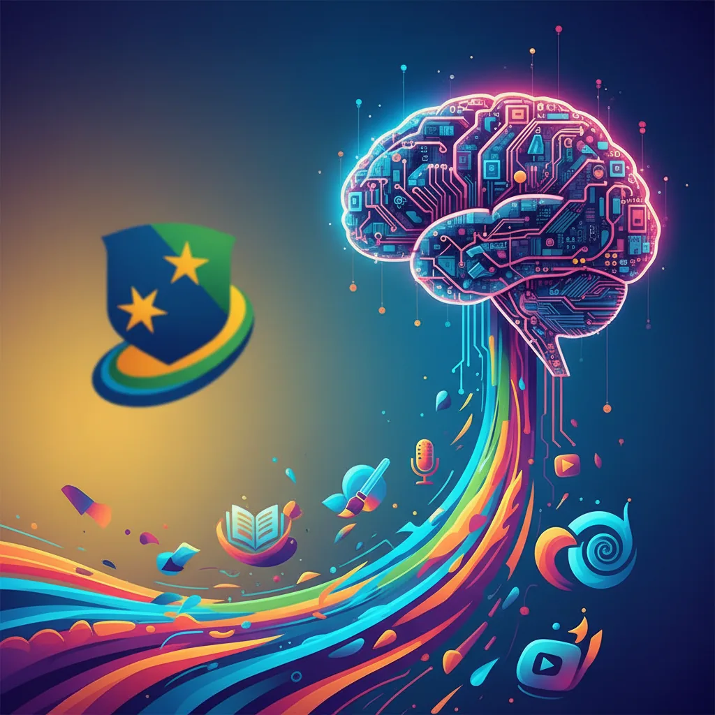 Cérebro de Inteligência Artificial criando conteúdo para empresas brasileiras