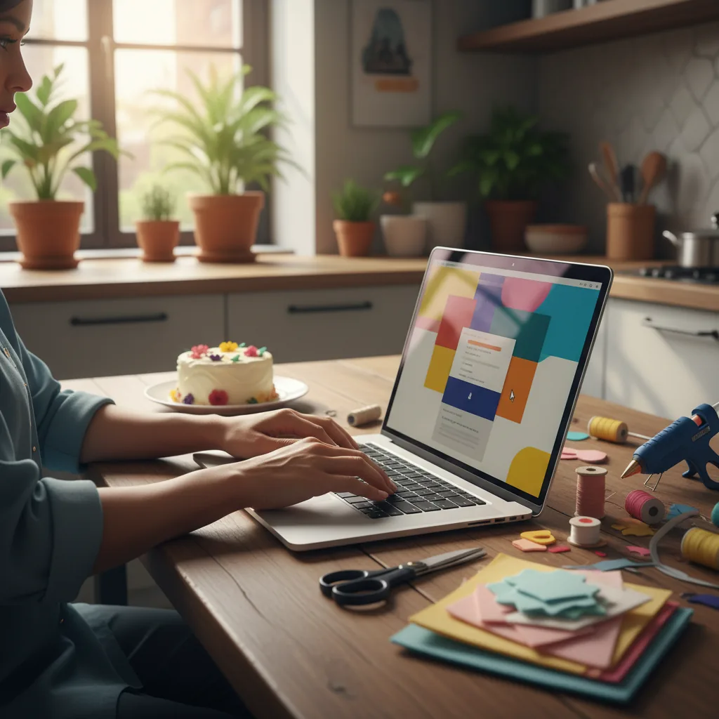 Mulher trabalhando em casa com um notebook, iniciando seu negócio de renda extra em 2026.