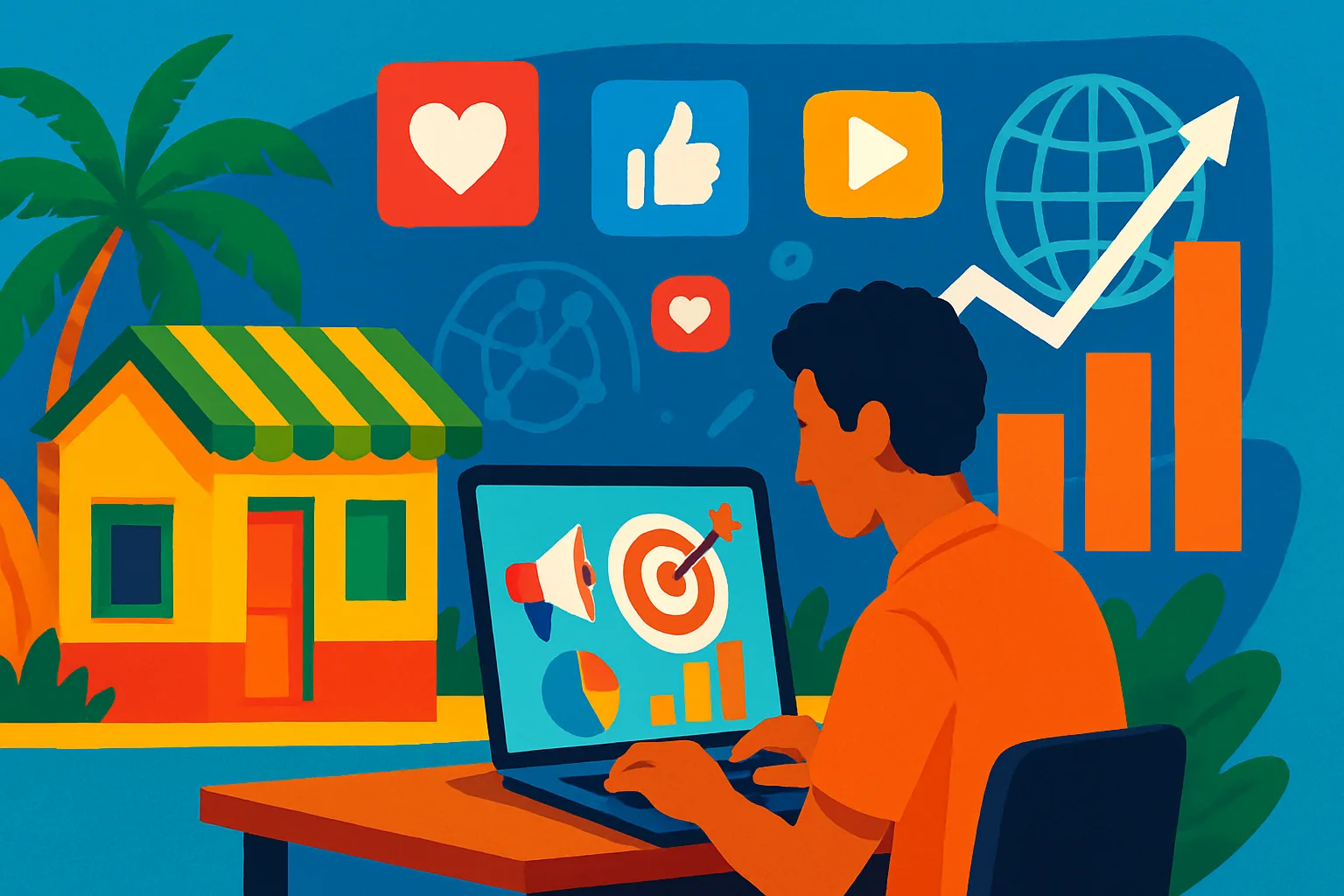 Pequena empresa brasileira utilizando estratégias de marketing digital em 2026