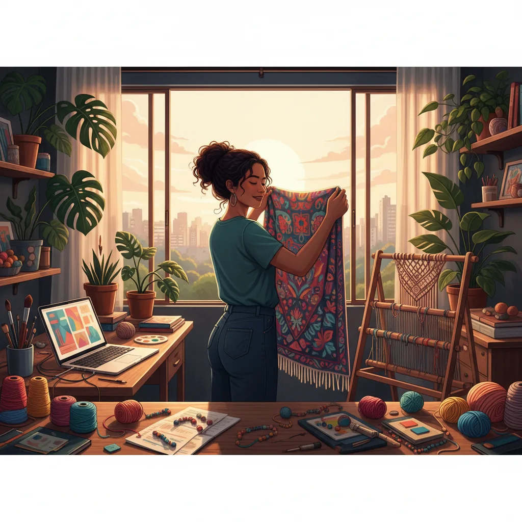 Mulher em Goiânia trabalhando em seu projeto de renda extra, simbolizando o empreendedorismo feminino na região.
