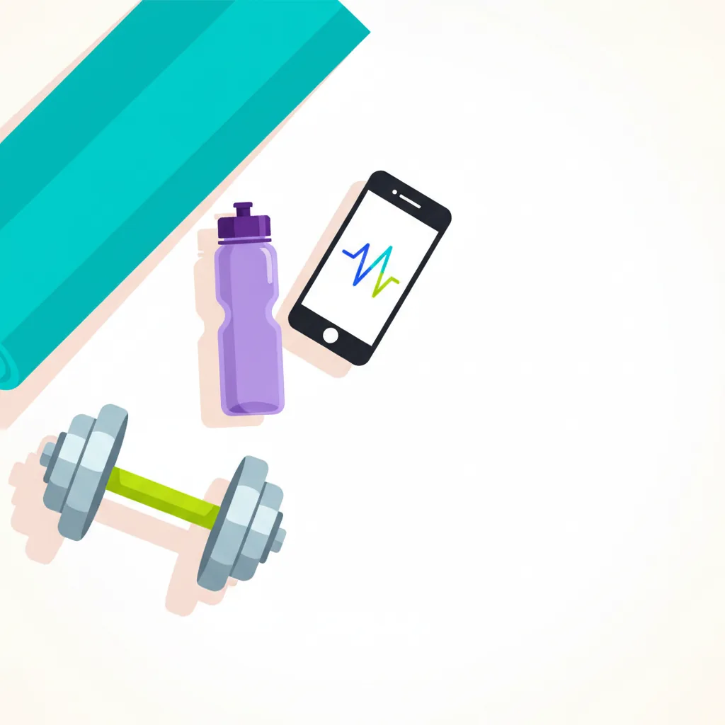 Guia para ganhar dinheiro como influencer fitness em 2026, com equipamentos de treino e um celular.