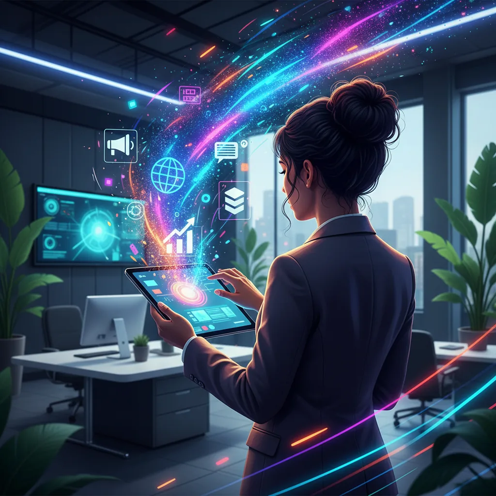 Empresário brasileiro utilizando inteligência artificial para escalar a produção de conteúdo e marketing digital em 2026.