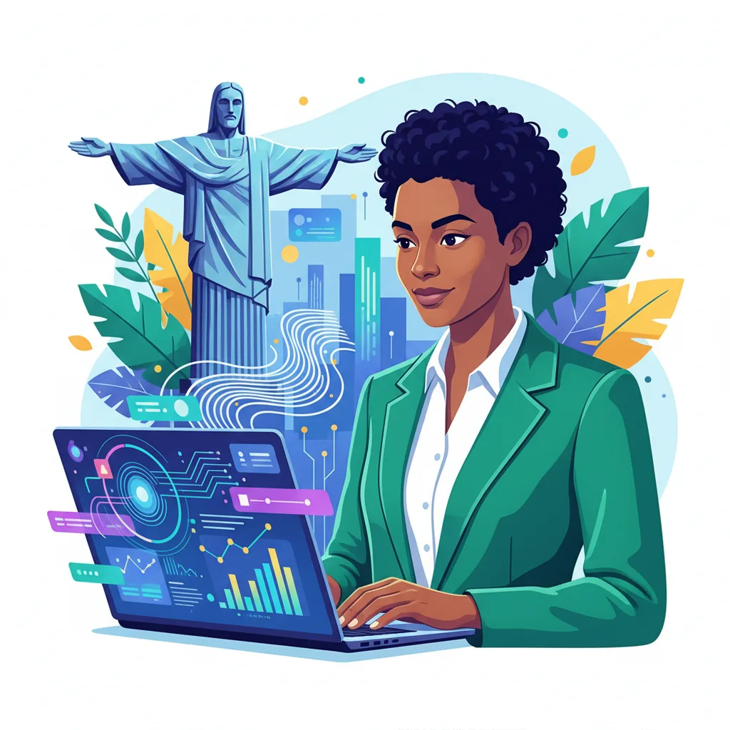 Profissional de marketing brasileira usando IA para escalar produção de conteúdo em 2026