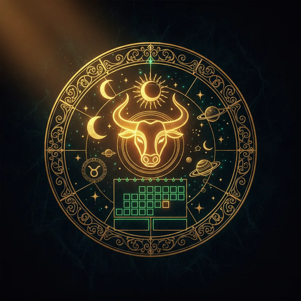 Representação artística do horóscopo semanal com os signos do zodíaco e elementos celestiais em tons de terra e dourado para 2026.