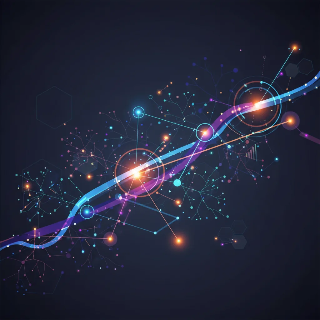 Representação abstrata de dados de busca se transformando em inteligência de mercado para SEO