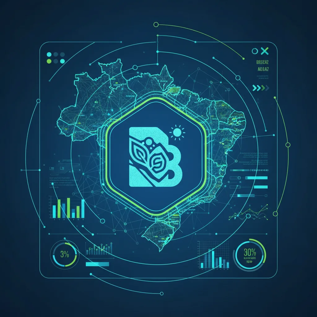 Infográfico ilustrando a conexão entre uma empresa brasileira e redes neurais de inteligência artificial representando AEO e GEO.