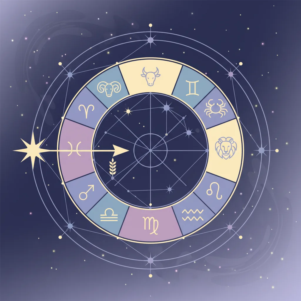 Mapa celestial com destaque para o ponto do Ascendente, revelando mistérios astrológicos